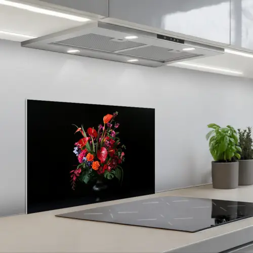Bloemen - Boeket - Sierlijk keuken achterwand spatscherm klein -3d_schuin