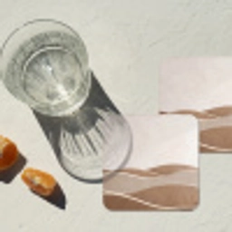 Abstract - Golven - Modern - Beige onderzetter kurk middel -sfeer4