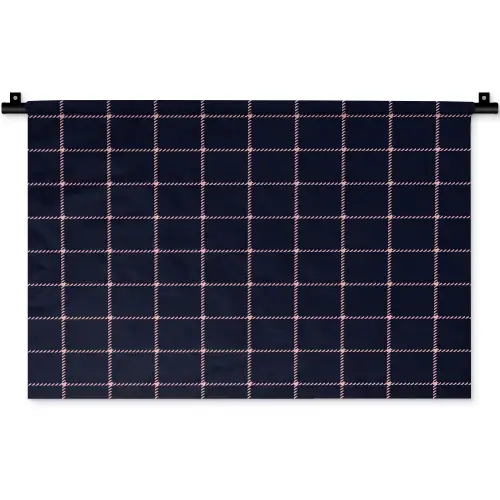 Plaid - Patroon - Blauw - Roze Wandkleed katoen klein 269 -zz3d