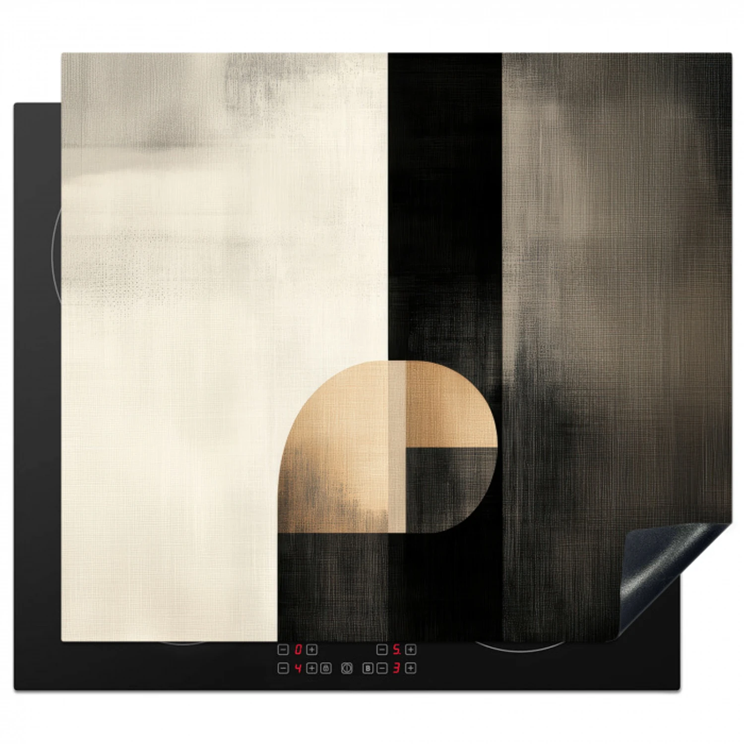 Vormen - Modern - Zwart Inductie beschermer vinyl 3mm middel -3d