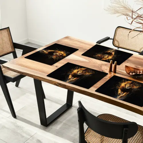 Leeuw - Zwart - Oranje - Verf Placemat vinyl groot -zzsfeer4_Kitchenyeah-website