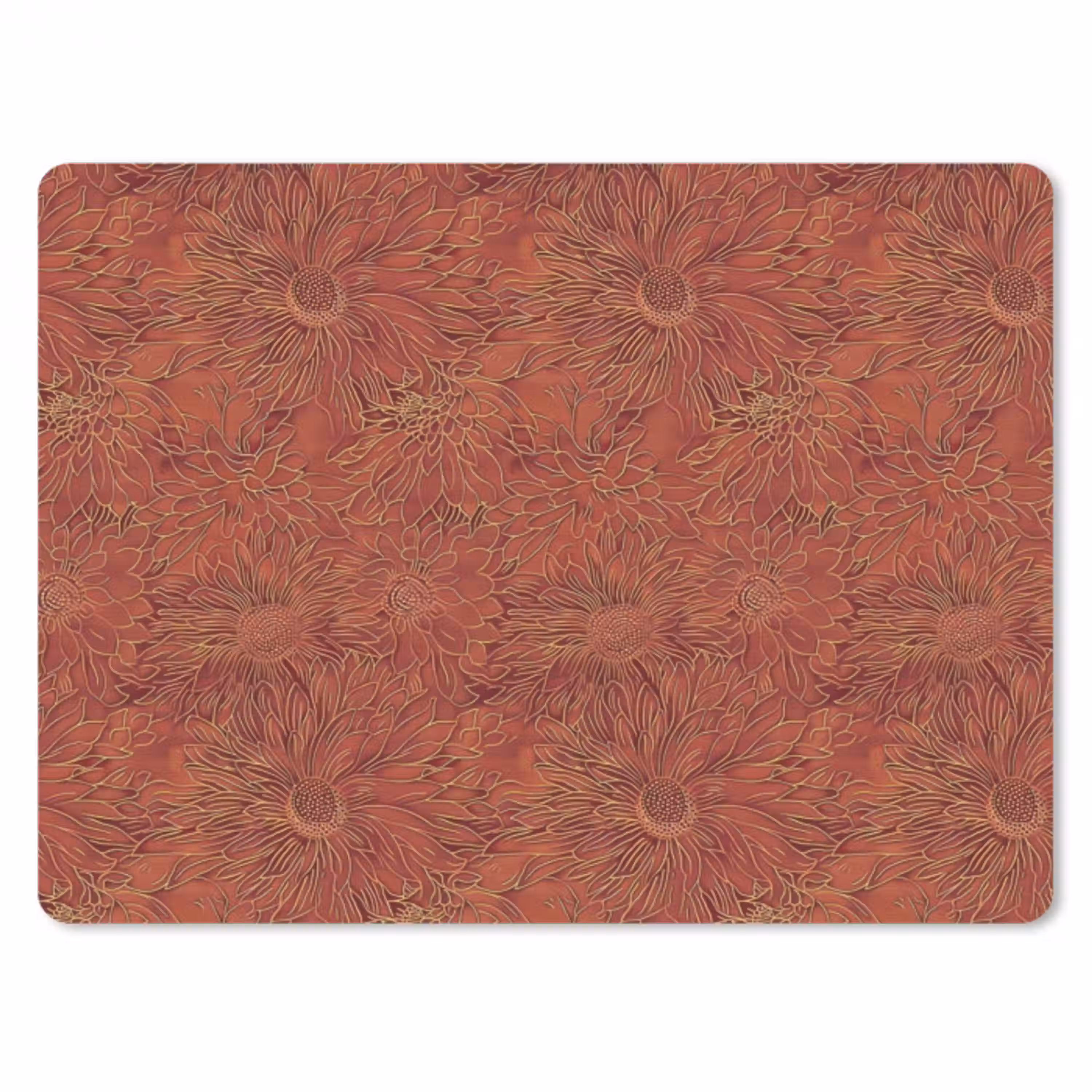Oosters - Bloemen - Terracotta muismat rubber klein 262 -3d