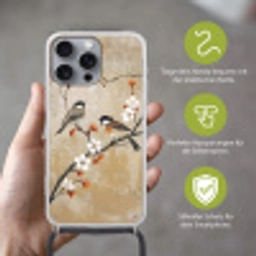 Vogels - Bloesemtak - Bloemen - Oranje Hoesje iPhone 16 Pro Max met koord klein -sfeer2_DE