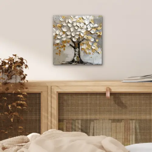 Boom - Beige - Grijs - Goud - Abstract aluminium wit klein -sfeer3