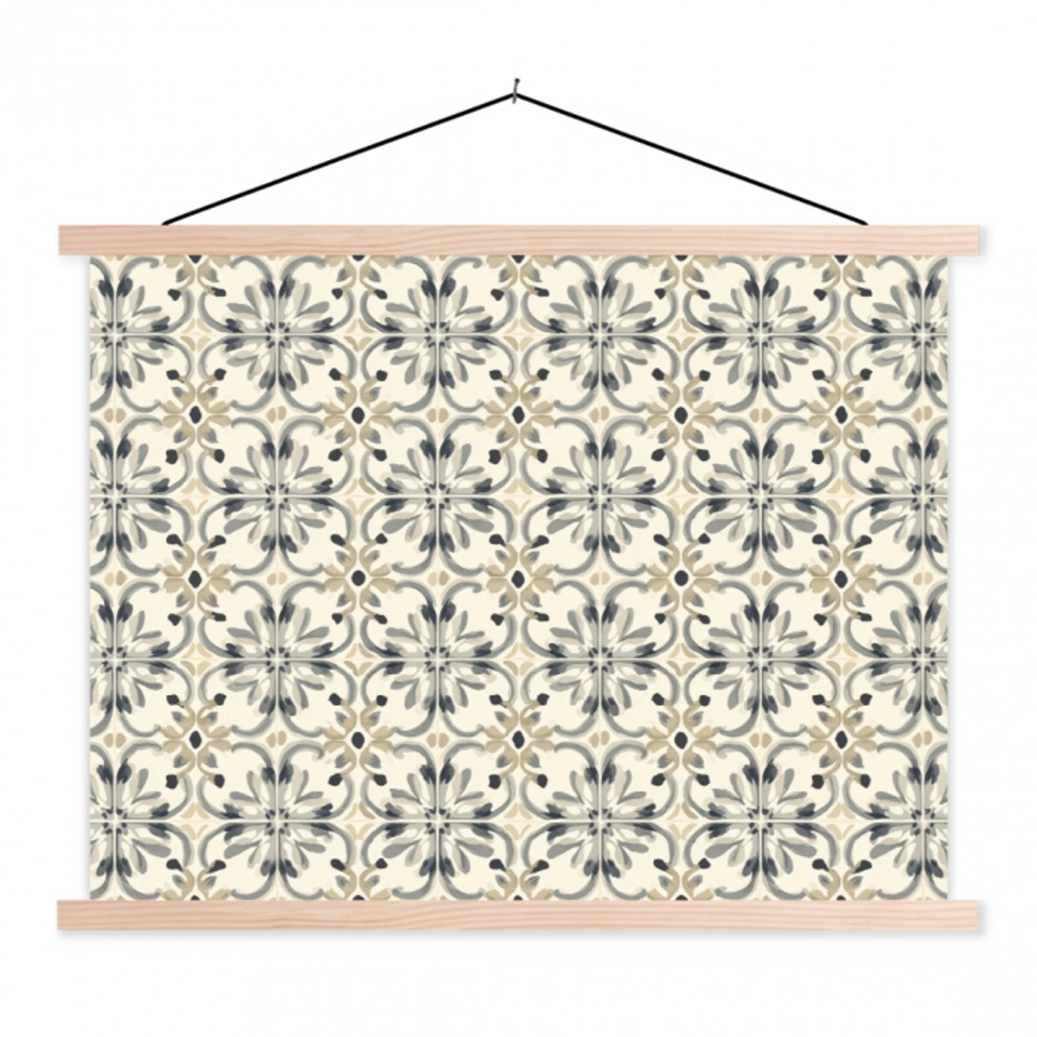 Floraal - Patroon - Kleurrijk textielposter latten blank klein 122 -3d