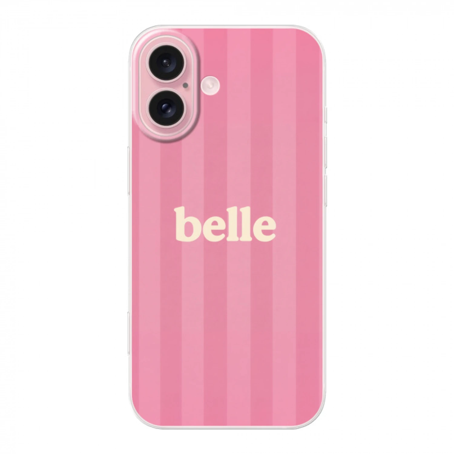 Roze - Gestreept - Belle Apple iPhone 16 klein -3d