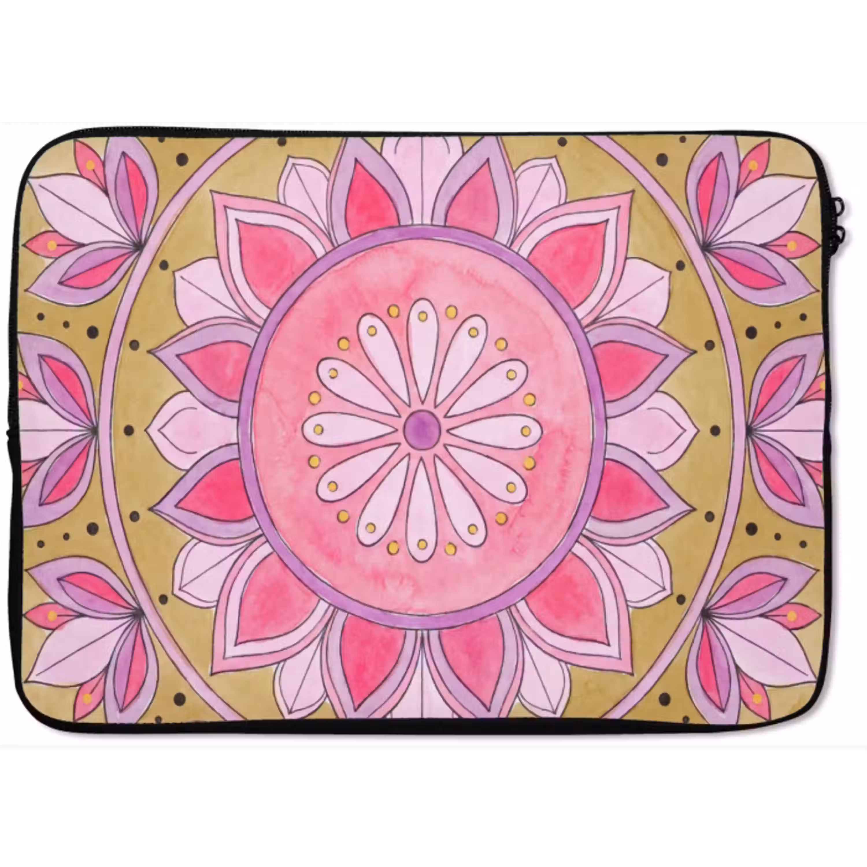 Mandala - Patroon - Kunst - Aquarel - Roze laptophoes neopreen klein -zkaufland3dotto