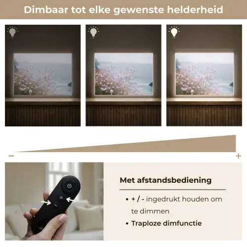 Klif - Bloemen - Zee - Roze Light Box met batterij (Wandlamp) middel -USP_dimbaarNL
