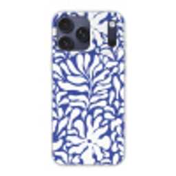 Bloemen patroon - Blauw - Wit - Bladeren Telefoonhoesje iPhone 17 Pro Max klein -3d