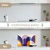 Vormen - Abstract - Grafisch - Oranje keuken achterwand spatscherm klein -voor_na_NL