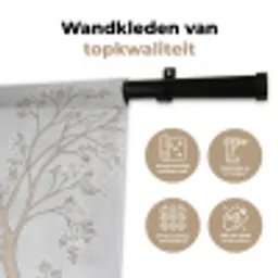 Minimalistisch - Kraanvogels - Blauw Wandkleed katoen middel -sfeer2