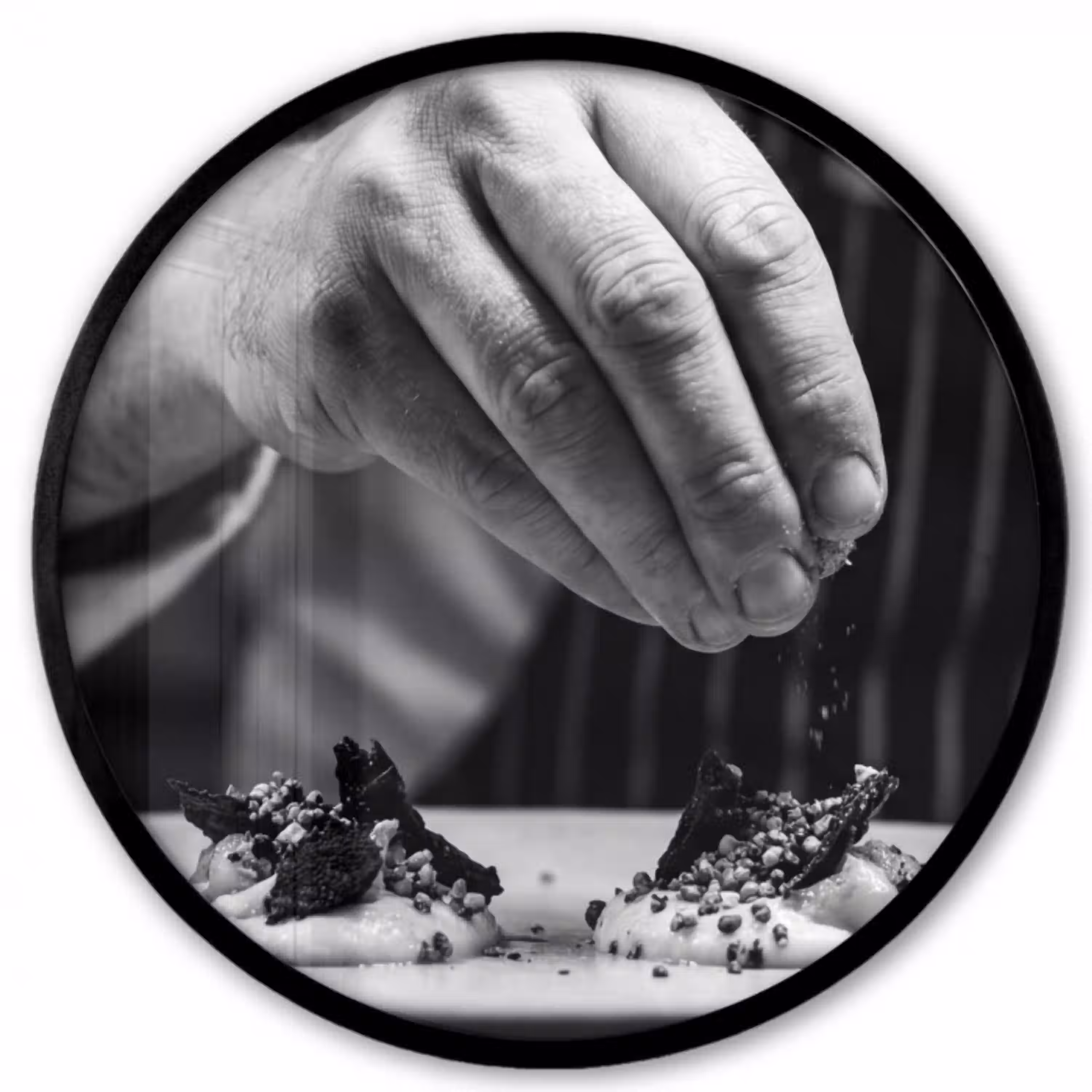 Chef - Garnering - Gerecht Fotolijst rond zonder passe partout klein -3d