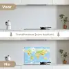 Wereldkaart - Staatkundig - Blauw - Aarde - Educatief keuken achterwand spatscherm klein -voor_na_NL
