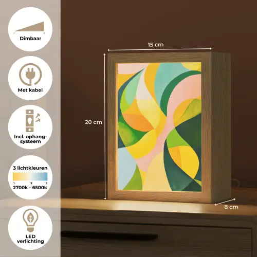 Abstract - Geel - Roze - Groen Light Box met kabel (Tafellamp) klein -USP_NL