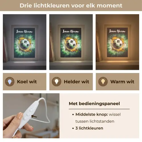 Bal - Voetbal - Groen - Oranje - Rook Light Box met kabel (Kinderlampje) klein -USP_lichtkleurNL