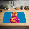 Muis - Kimono - Bloemen - Blauw Inductie beschermer vinyl 3mm klein -sfeer5