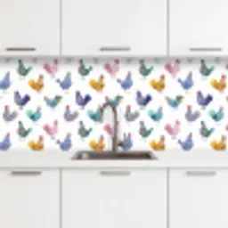 Kippen -Aquarel - Kleurrijk keuken achterwand 2 middel 871 -3d
