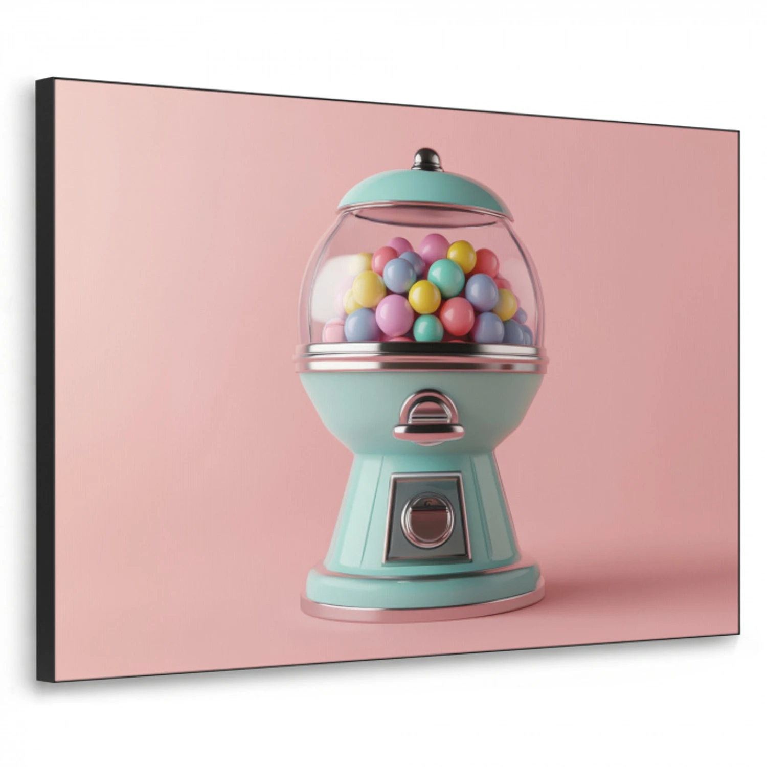 Kauwgom - Retro - Snoep - Roze Textielframe zwart klein -3d