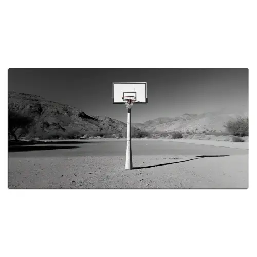 Basketbalpaal - Landschap - Zand - Wit Muismat XXL klein -3d_leeg