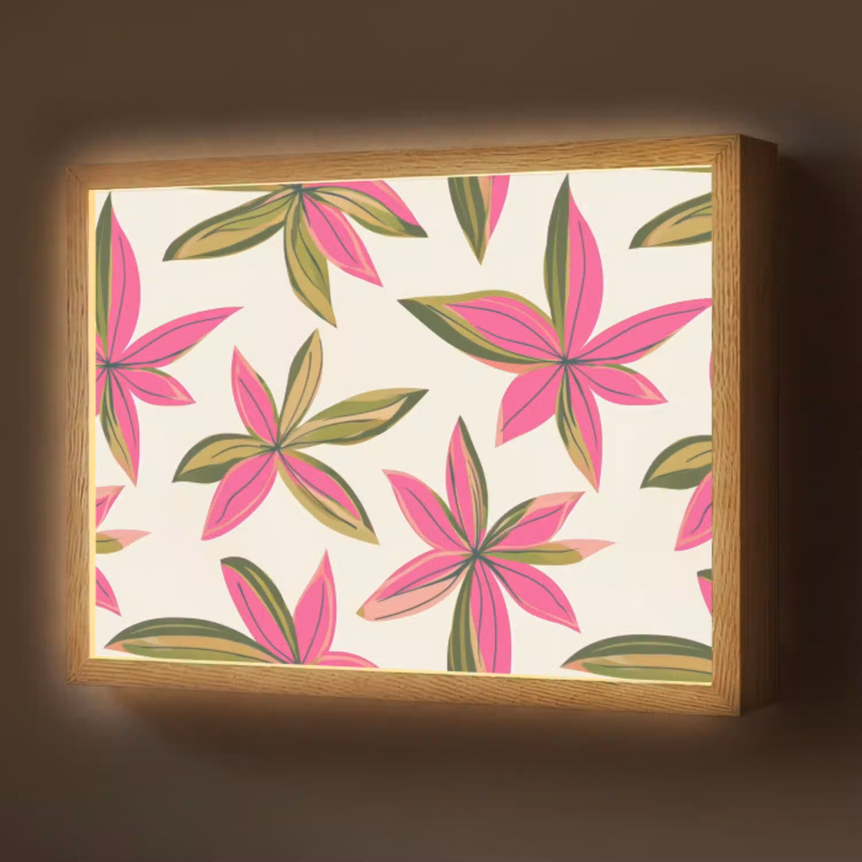 Tropisch - Bloem - Roze Light Box met batterij (Wandlamp) middel 907 -z3d_website