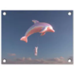 Dolfijn - Roze - Astronaut tuinposter los doek klein -3d