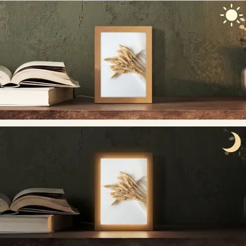Graan - Geel - Wit - Natuur - Stilleven Light Box met kabel (Tafellamp) klein -sfeer3