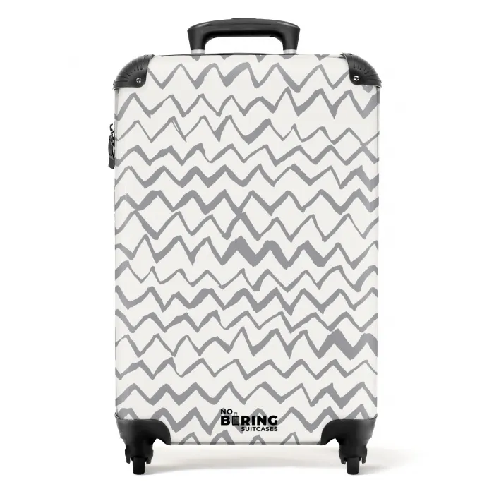Zigzag penseelstreken in grijs NBS - Handbagage koffer - Volwassenen Unisex middel -productfoto_recht