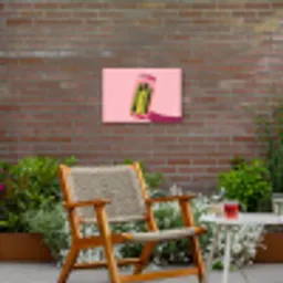 Augurken - Pot - Schaduw - Roze Tuinposter op houten frame 2 cm dik klein -sfeer3