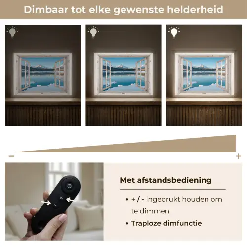 Landschap - Winter - Meer - Bergen - Uitzicht - Doorkijk - Licht Light Box met batterij (Wandlamp) middel -USP_dimbaarNL
