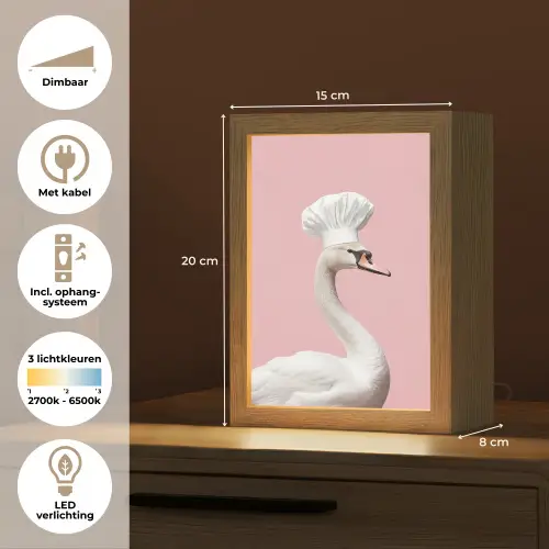 Zwaan - Koksmuts - Mooi - Klassiek Light Box met kabel (Tafellamp) klein -USP_NL