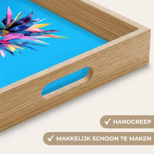 Ananas - Blauw - Tropisch - Vrolijk Dienblad Rechthoek middel -USP_HandgreepNL