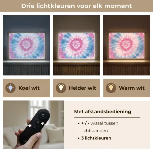 Tie-dye - Roze - Patroon Light Box met batterij (Wandlamp kind) middel -USP_lichtkleurNL