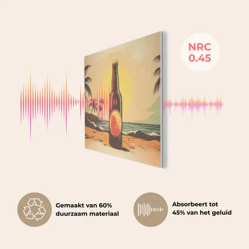 Bierfles - Zonsondergang - Palmbomen - Zee PET vilt klein -USP_NL