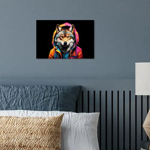 Graffiti - Wolf - Jas - Zwart poster papier klein -sfeer2