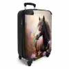 Koffer - Paard - Bloemen - Natuur - Paars - Dieren Koffer - NBS - Handbagage middel -productfoto_3d