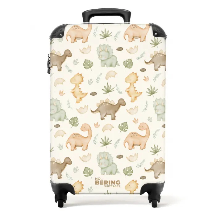 Dino patroon in pastelkleuren NBS - Handbagage koffer - Kinderen Unisex middel -productfoto_recht