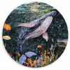 Mozaïek - Walvis - Koraal - Water Wandcirkel plexiglas klein -3d