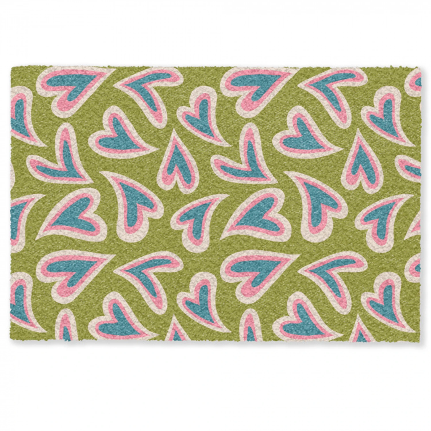 Groen - Retro - Hartjes - Patroon Deurmat klein 898 -zkaufland3d