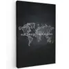 Wereldkaart - Krijt - Quote - Zwart Tuinposter op houten frame 2 cm dik middel -3d