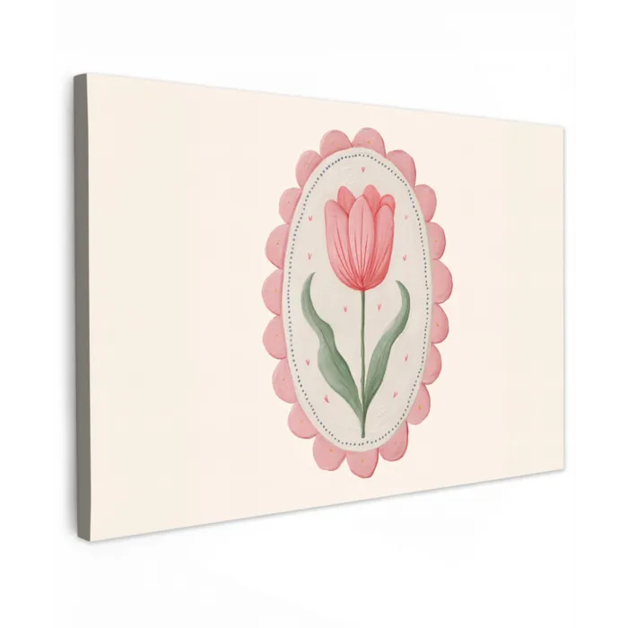 Tulp - Lijst - Ovaal - Illustratie Tuinposter op houten frame 2 cm dik klein -3d