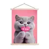 Kat - Valentijn - Roze - Liefde textielposter latten blank klein -3d