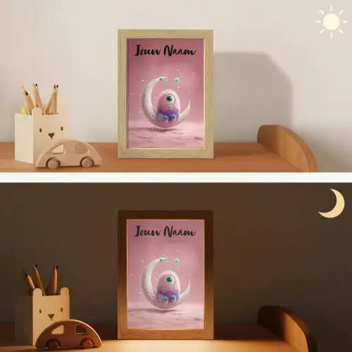 Maan - Monster - Roze Light Box met kabel (Kinderlampje) klein -sfeer3_kind
