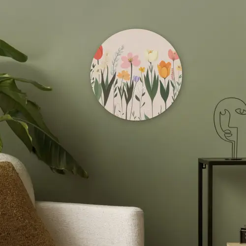 Pasteltinten - Bloemen - Illustratie Akoestische PET Vilt - Rond klein -sfeer2