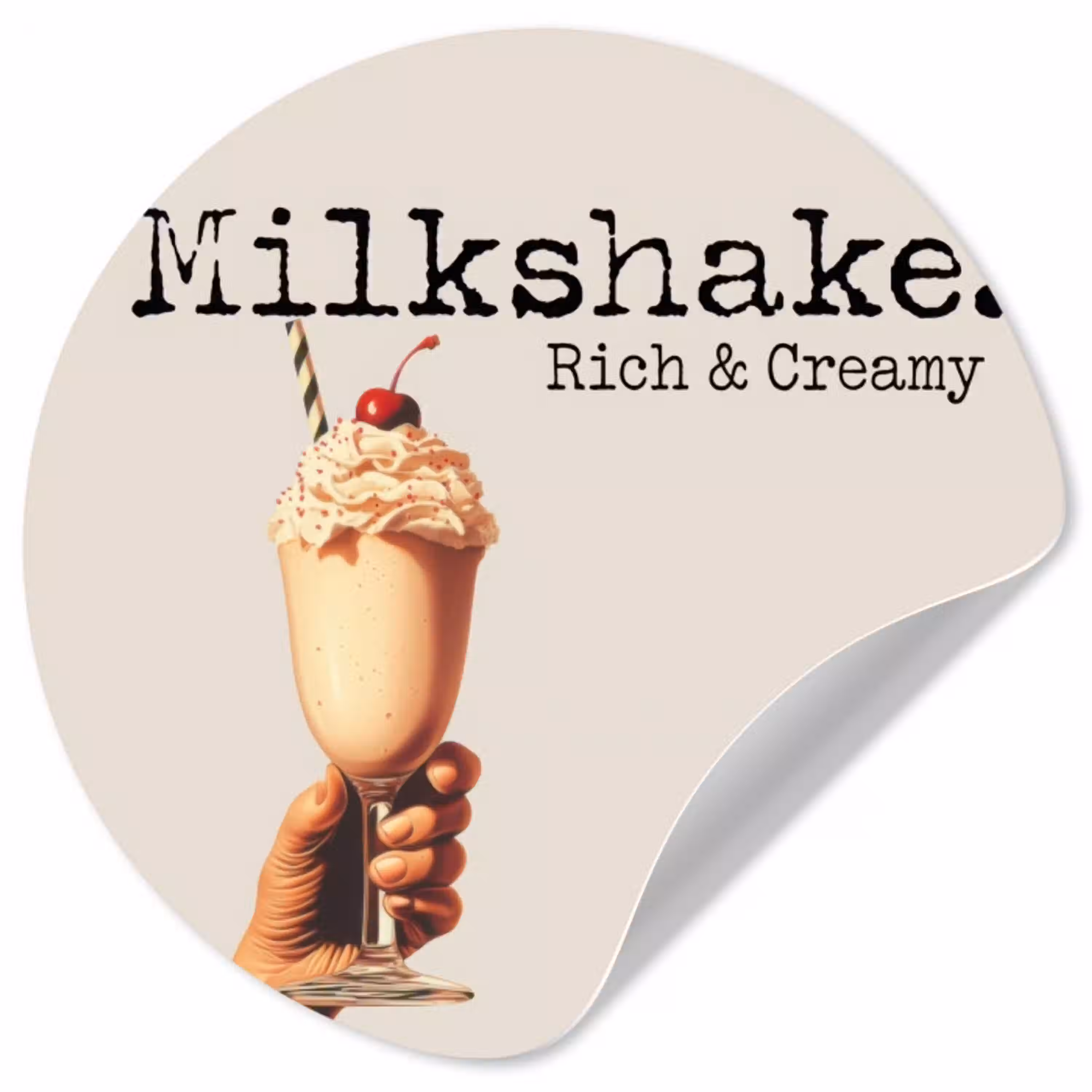 Milkshake - Kers - Rietje Wandcirkel behangsticker klein -3d