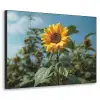 Zonnebloemen - Helderblauwer lucht - Gras Textielframe - compleet frame klein -3d