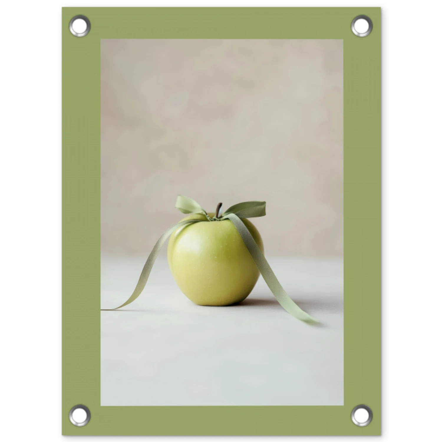 Groen - Appel - Strikje tuinposter los doek klein -3d