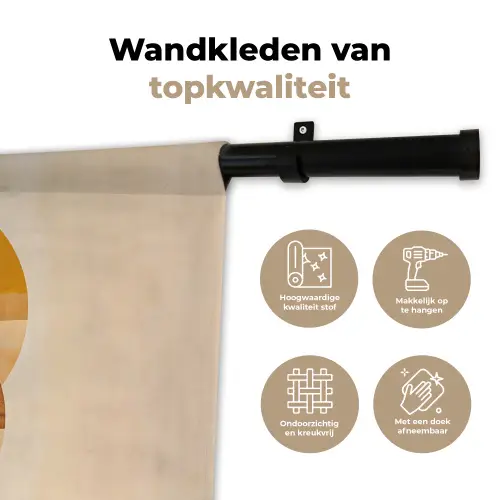 Cirkels - Geel - Minimalistisch Wandkleed katoen klein -sfeer2