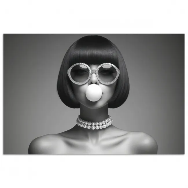 Poster - Vrouw - Zwart Wit - Ketting - Zonnebril
