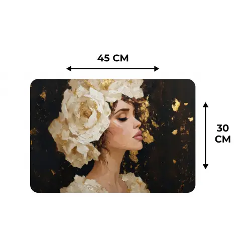 Abstract - Vrouw - Bloemen - Wit Placemat vinyl groot -specs