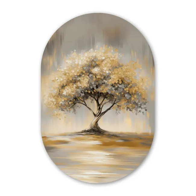 Muurovaal - Schilderij - Boom - Abstract - Bladeren
